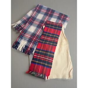 Lot Of Vintage Wool Scarves Plaid Throw Royal Stewart Scotland Blanket